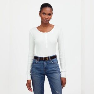 🤍 NWOT Madewell Waffle-Knit Scoopneck Henley Tee ~ Medium